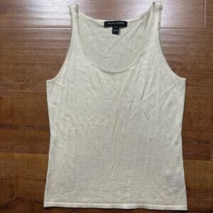 Ralph Lauren Black Label Tank Top Womens M Beige Cashmere Silk Quiet Luxury Chic